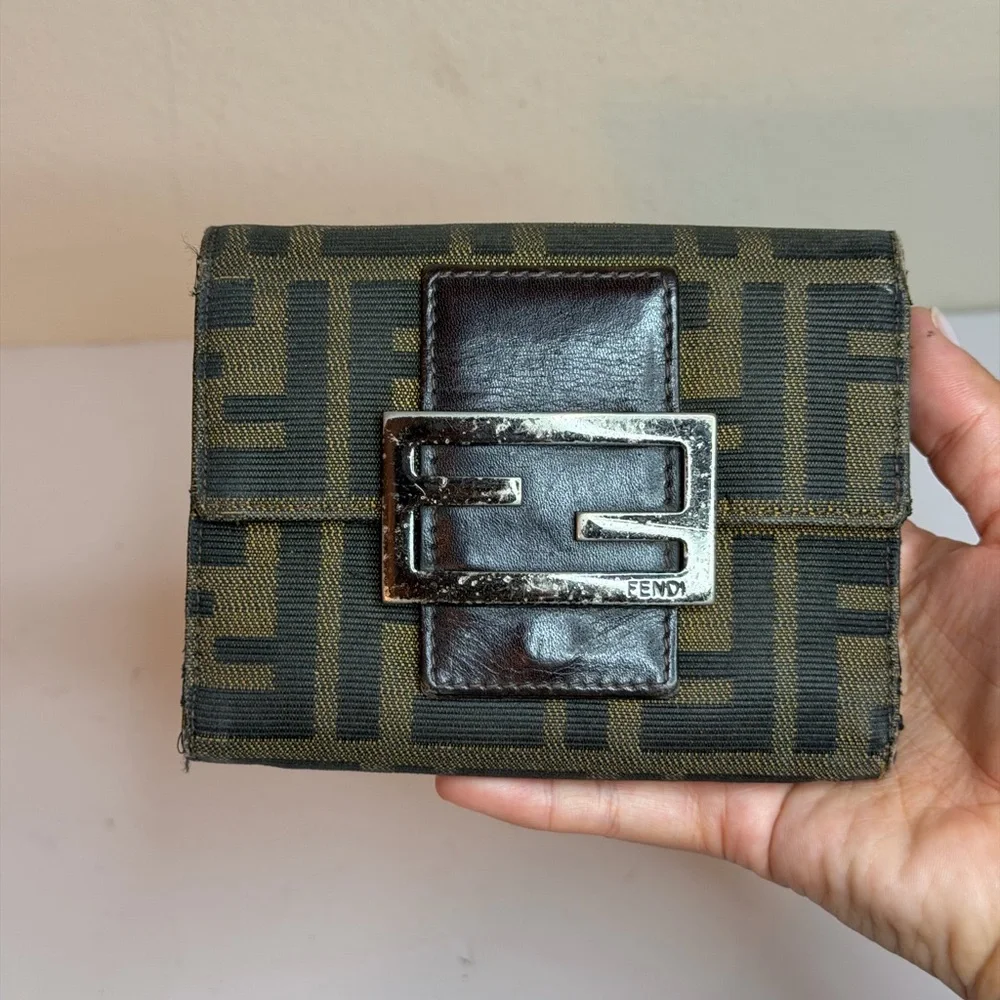 Vintage Fendi Zucca Canvas Compact Wallet